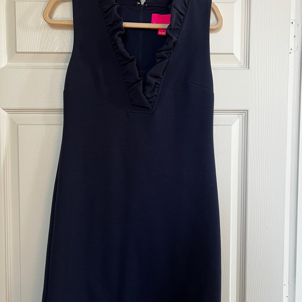 Lilly Pulitzer Blue Sheath Midi Dress V-Neck Sleeveless